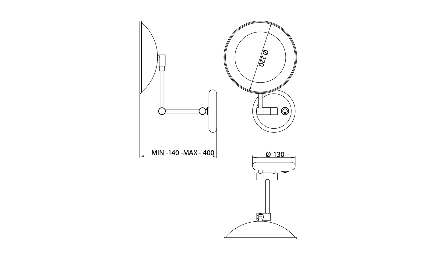 MAGNIFYING MIRROR WITH LIGHT